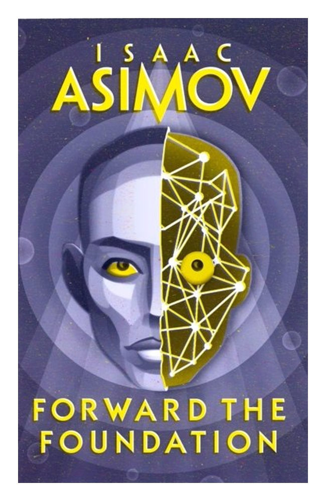 Book cover illustration of a half human, half robot face.