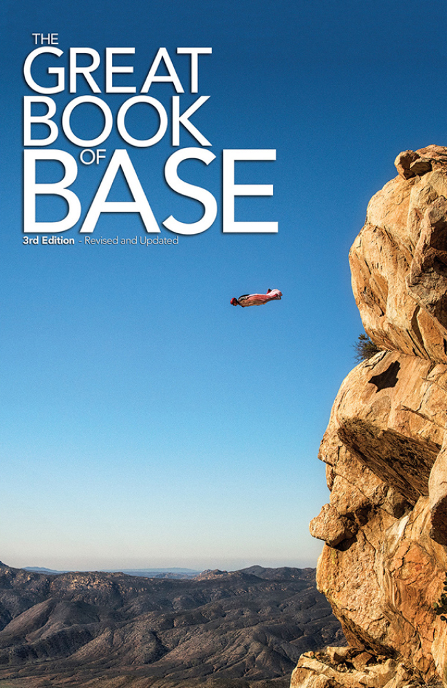 Book cover featuring someone wingsuiting B.A.S.E. jumping off a cliff